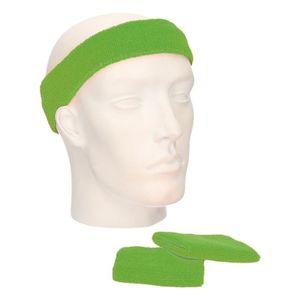 Zweetbandjes sportset lime