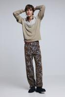 Rechte broek met texturen - BROWN - 34