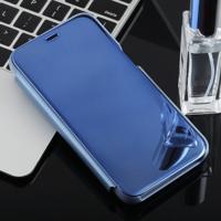 Galvaniseren spiegel horizontale flip case voor Galaxy j2 core met houder (blauw)