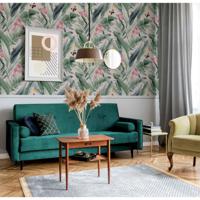 DUTCH WALLCOVERINGS DUTCH WALLCOVERINGS Behang Lush Tropical roze en blauw - thumbnail