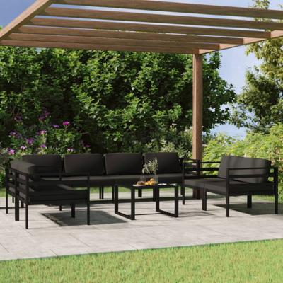 9-delige Loungeset met kussens aluminium antracietkleurig