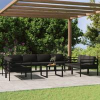 9-delige Loungeset met kussens aluminium antracietkleurig
