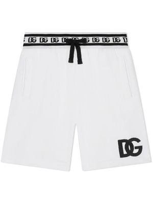 Dolce & Gabbana Kids short de sport à logo brodé - Blanc