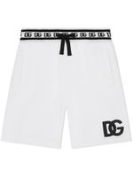 Dolce & Gabbana Kids short de sport à logo brodé - Blanc