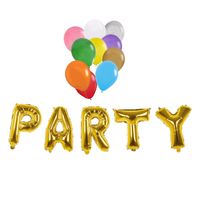 Verjaardag feest letters folie ballonnen PARTY en 50x latex ballonnen - thumbnail