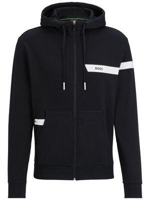 BOSS Hoodie met logostreep - Zwart
