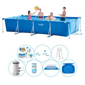 Intex Frame Pool Rechthoekig 450x220x84 cm - 8-delig - Alles in 1 Zwembad Pakket