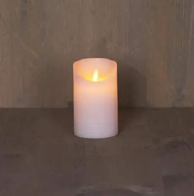 Anna&apos;s Collection LED kaars flame effect rustiek 7.5x12.5cm wit 1 stuks