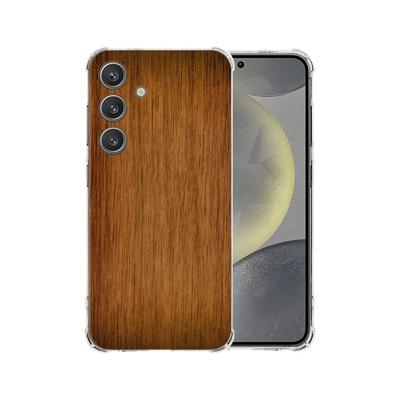 Samsung Galaxy S25 Hoesje - Donker Hout TPU Antishock Samsung Galaxy S25 Hoesje - Donker Hout TPU Antishock