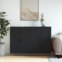 Hangkasten 2 st bewerkt hout zwart
