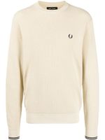 Fred Perry logo-embroidered cotton jumper - Marron - thumbnail