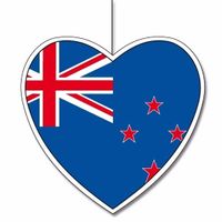 Nieuw Zeeland hangdecoratie harten 14 cm   -