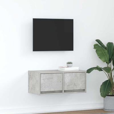 TV-meubel 60x31x25,5 cm bewerkt hout betongrijs
