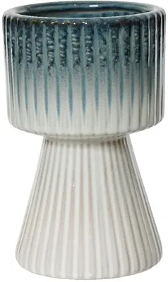 Decoris bloempot rond keramiek 12x19.5cm wit, blauw
