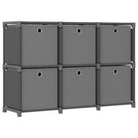 Kast met 6 vakken met boxen 103x30x72,5 cm stof grijs