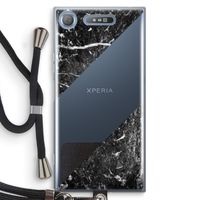 Zwart marmer: Sony Xperia XZ1 Transparant Hoesje met koord