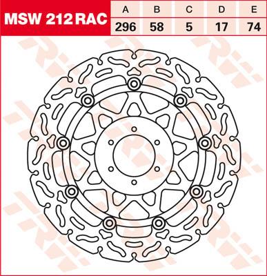 TRW Remschijf, remschijven voor de moto, MSW212RAC