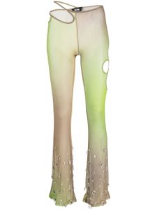 GCDS pantalon en tulle Sita à ornements en cristal - Vert