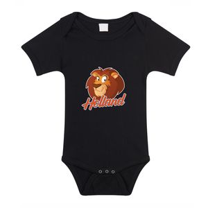 Zwart fan romper / kleding Holland leeuw voor Koningsdag / EK / WK voor babys