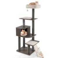 171 CM Krabpaal Multi-Level Kattentoren met Zitkussen Afneembare Matten Krabpaal Sisal Krabplank Klimmeubilair voor Katten
