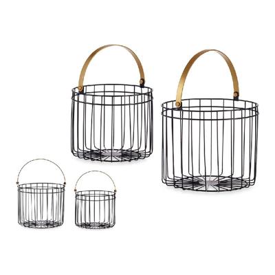 Mand Zwart Gouden Metaal 25 x 27 x 25 cm Cilindrisch (2 pcs)