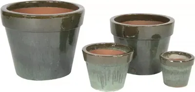 Mega Collections Bloempot Basis Geglazuurd Ø47x39 cm Mos Groen