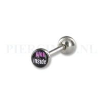 Tongpiercing logo Pink inside 6 mm bal