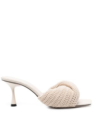Studio Amelia mules 75 mm en crochet à détail torsadé - Tons neutres