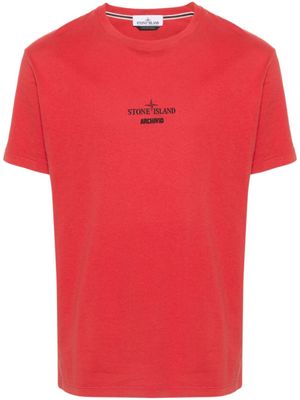 Stone Island t-shirt en coton à logo imprimé - Rouge