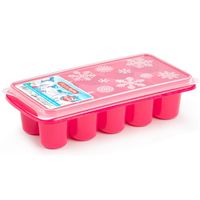 Tray met dikke ronde blokken ijsblokjes/ijsklontjes vormpjes 10 vakjes kunststof roze