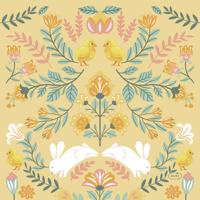 Paas thema servetten Ornament Easter - 20x - geel - 33 x 33 cm - feestservetten - Paasontbijt