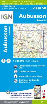 Wandelkaart - Topografische kaart 2330 SB - Serie Bleue Auzances - Aubusson | IGN - Institut Géographique National