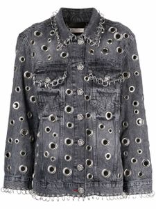 Philipp Plein veste en jean à détails d'œillets - Gris