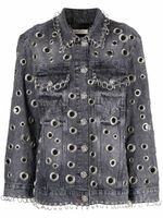 Philipp Plein veste en jean à détails d'œillets - Gris