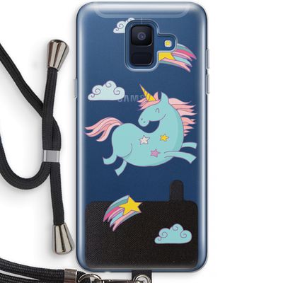 Vliegende eenhoorn: Samsung Galaxy A6 (2018) Transparant Hoesje met koord