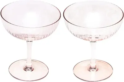 Vondels champagne glas glas ripple 11.5x10cm luster amber 2 stuks
