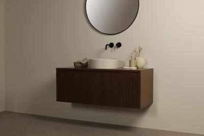 Badezimmermöbel Nussbaum Riffelung Kawi 120 cm