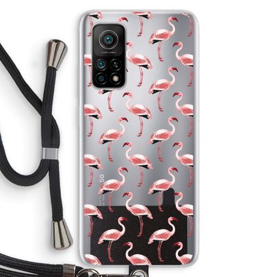Flamingoprint groen: Xiaomi Mi 10T 5G Transparant Hoesje met koord