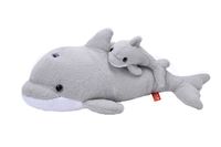 Pluche grijze dolfijn met baby knuffel 38 cm speelgoed   -