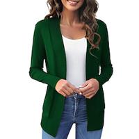 Dames Vest Strakke ronde hals breien Zak Lente Herfst Dagelijks Casual Zacht Lange mouw Effen Kleur Zwart Groen Lightinthebox