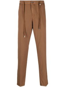 Myths pantalon chino en lin mélangé à lien de resserrage - Marron