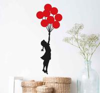 Muursticker Banksy Meisje Balonnen - thumbnail