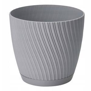 Form Plastic Plantenpot/bloempot Waves - kunststof - platina grijs - D13 x H12 cm