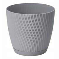 Form Plastic Plantenpot/bloempot Waves - kunststof - platina grijs - D13 x H12 cm - thumbnail