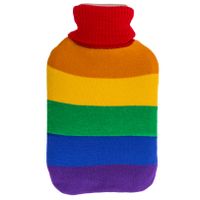 Warmwater kruik - Pride/regenboog thema kleuren - 2 liter - 18 x 34 cm - thumbnail