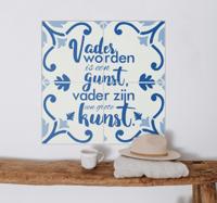 Blauwe tegelsticker tekst
