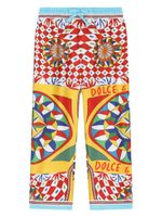 Dolce & Gabbana Kids pantalon en soie à imprimé Carretto - Rouge