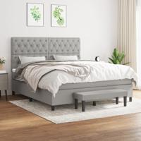 Boxspring met matras stof lichtgrijs 160x200 cm