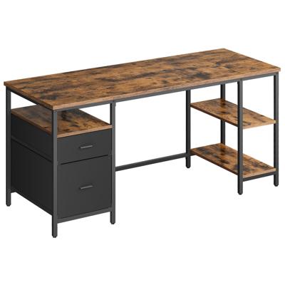 Bureau met planken en lades, Vintage Bruin + Zwart / 160B cm