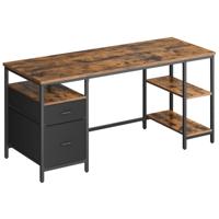 Bureau met planken en lades, Vintage Bruin + Zwart / 160B cm